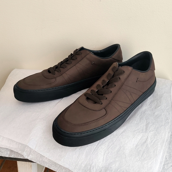 Moncler Monclub Nubuck Sneakers in Dusty Brown - Picture 1 of 10